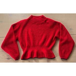 Vintage Red Cowl Neck Peplum Sweater